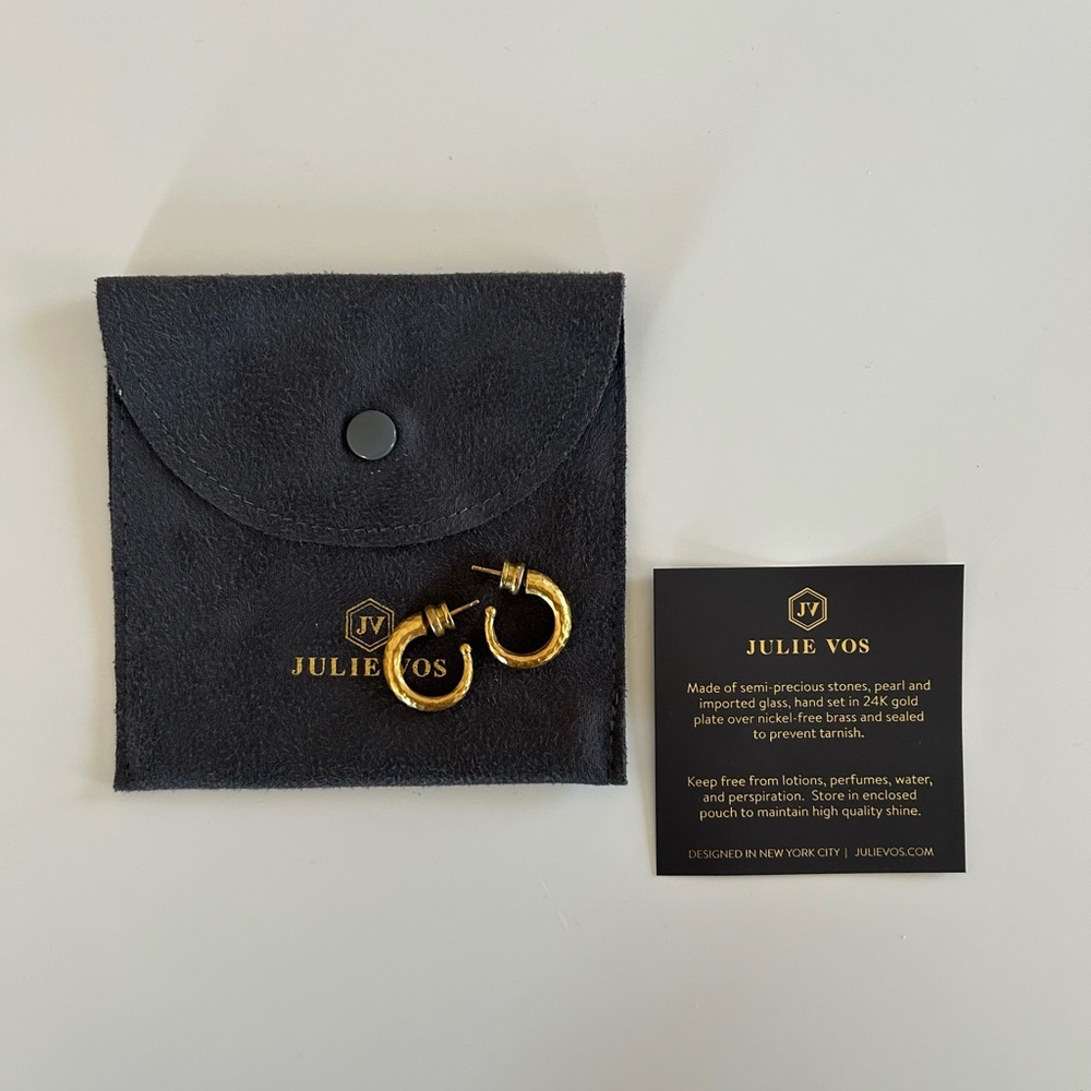 Julie Vos Gold Hammered Hoop Earrings